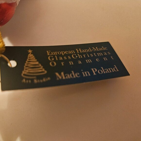 hand painted mouth blown glass santa w/ a bag of toys ornament made in Poland - Picture 5 of 7